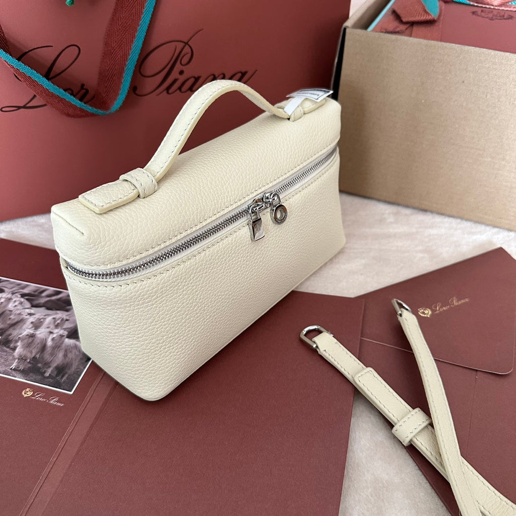 Loro Piana Extra Pocket L19 in Bisque Beige Calfskin with Silver Hardware Bag