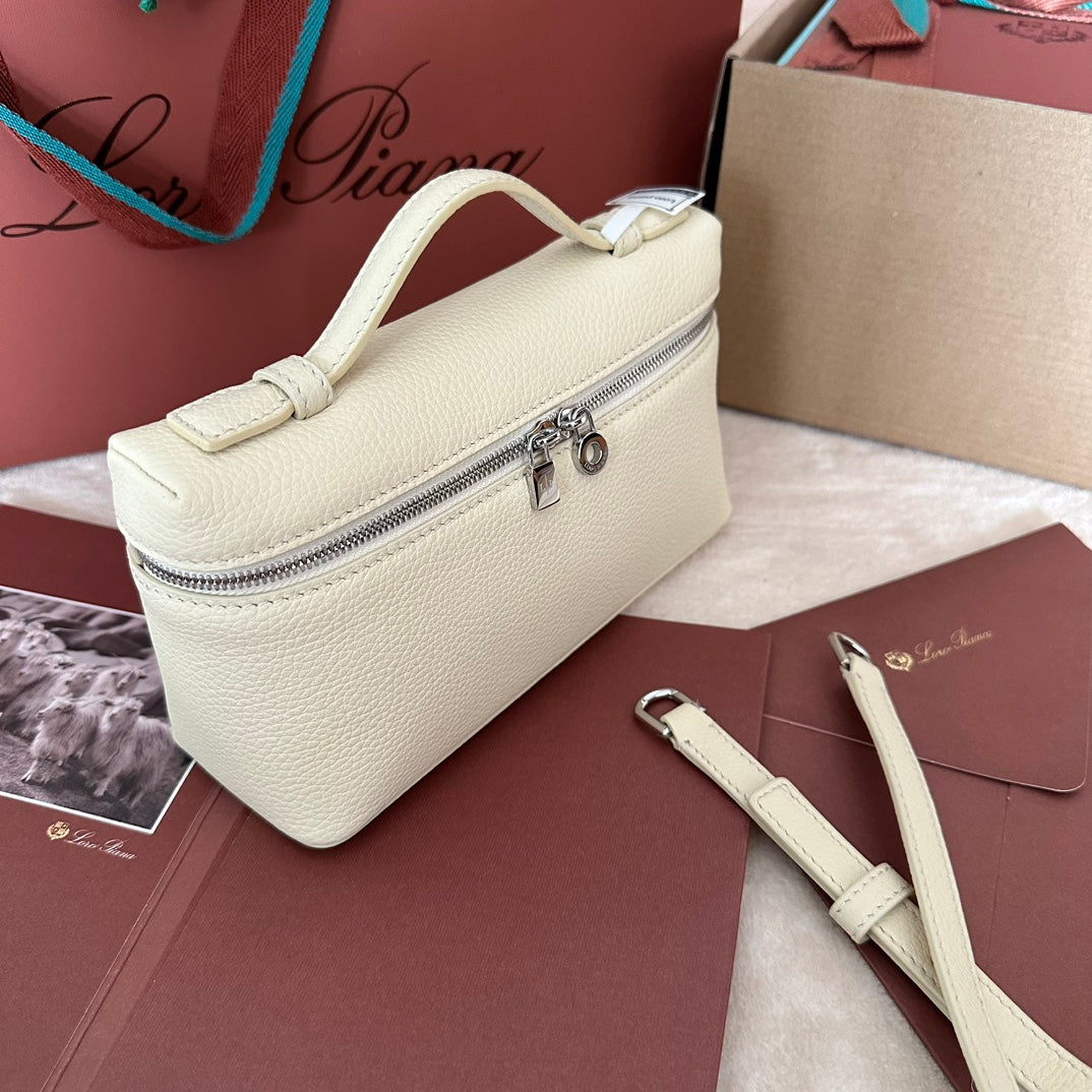 Loro Piana Extra Pocket L19 in Bisque Beige Calfskin with Silver Hardware Bag