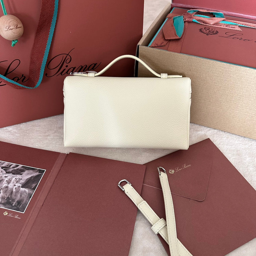 Loro Piana Extra Pocket L19 in Bisque Beige Calfskin with Silver Hardware Bag