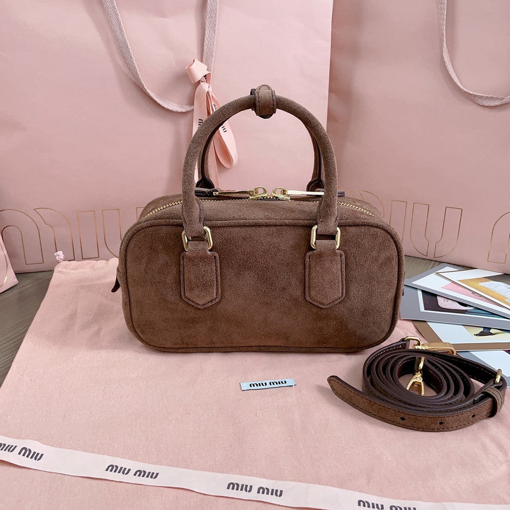 Arcadie Bag 22 in Cedar Brown Suede Gold Hardware