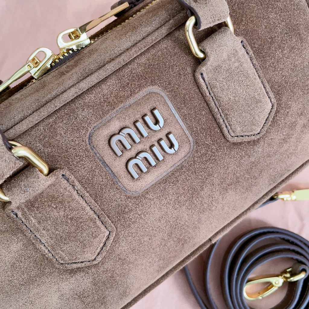 Arcadie Bag 22 in Cedar Brown Suede Gold Hardware