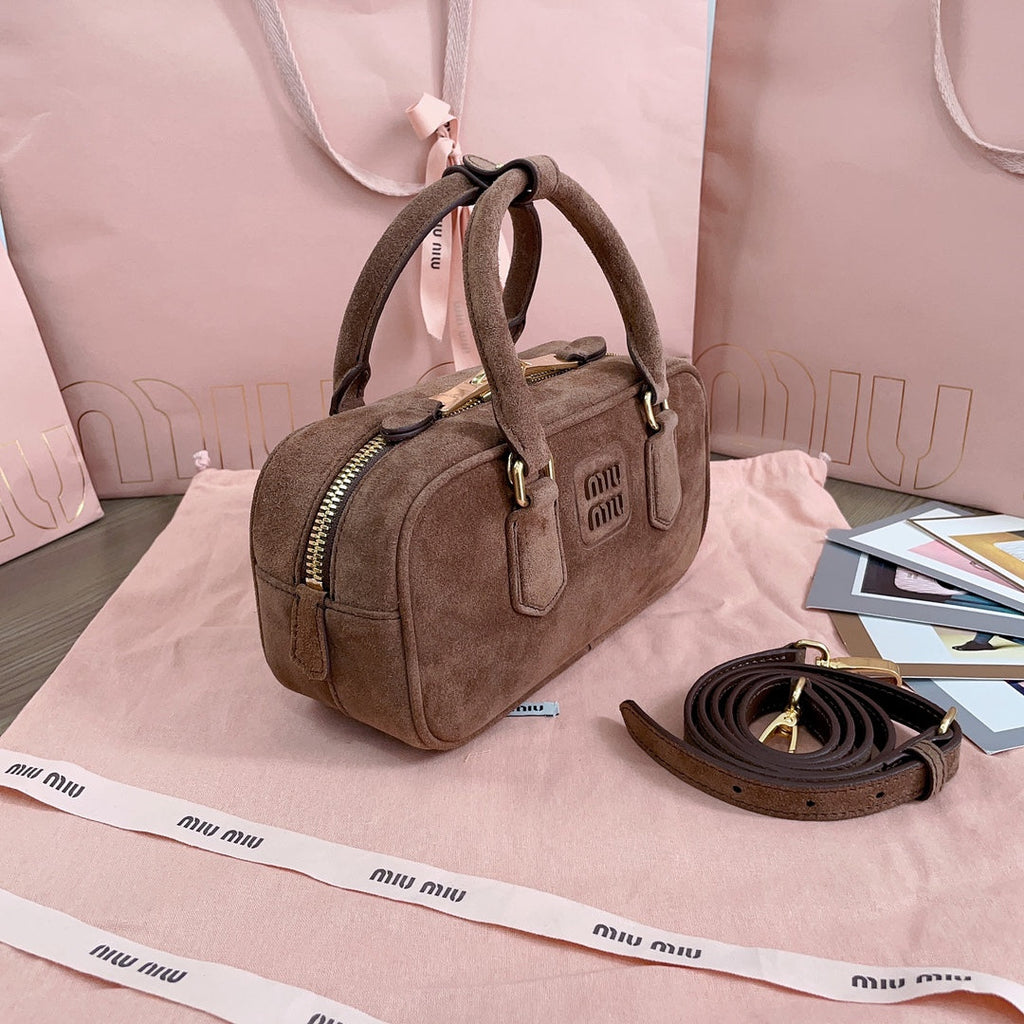Arcadie Bag 22 in Cedar Brown Suede Gold Hardware