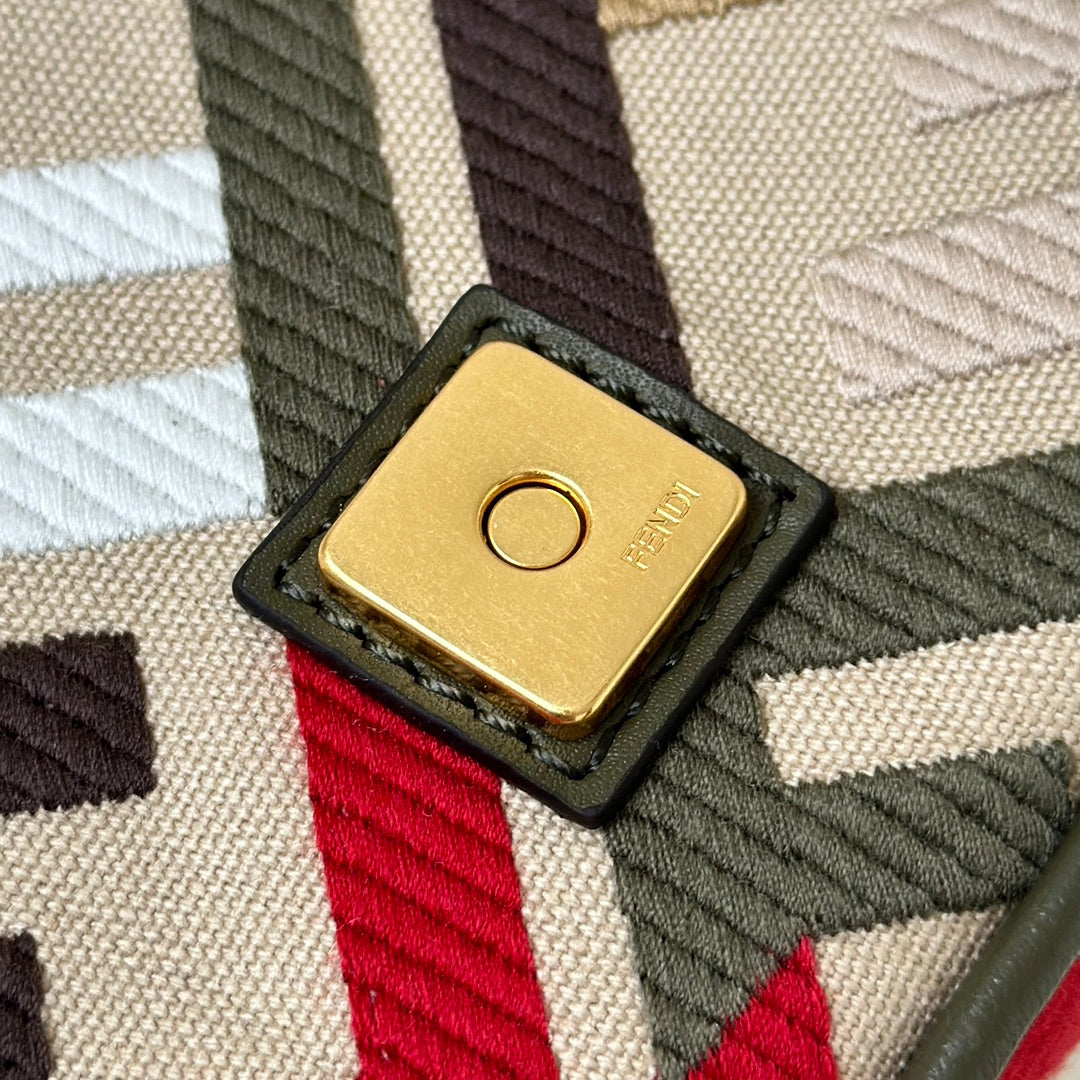 Baguette Canvas 19 Bag with Multicolour Ff Embroidery Gold Hardware