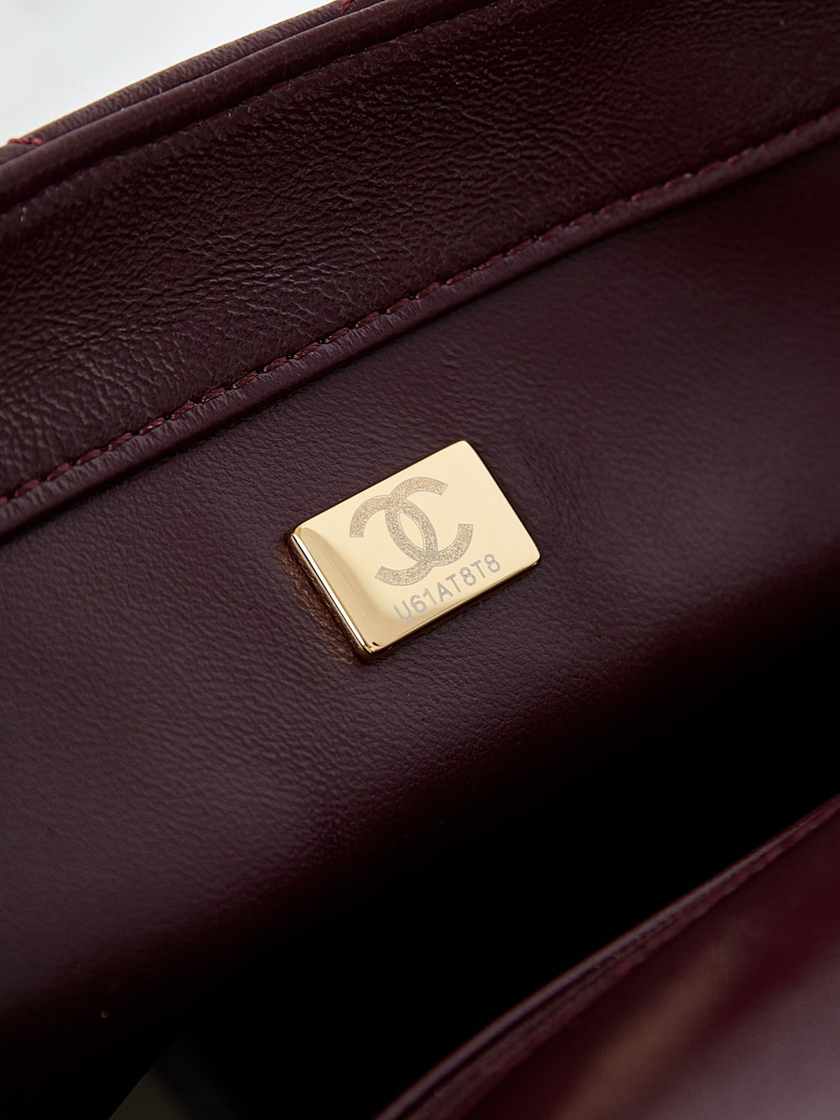 Chanel Flap Bag with Top Handle 25 in Wine Red Oil-Wax Lambskin Gold Hardware