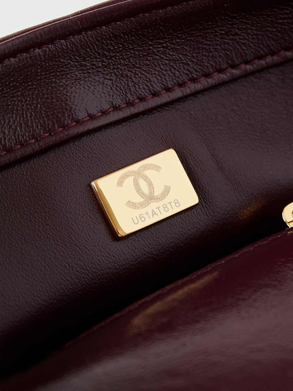 Chanel Flap Bag with Top Handle 18 in Wine Red Oil-Wax Lambskin Gold Hardware