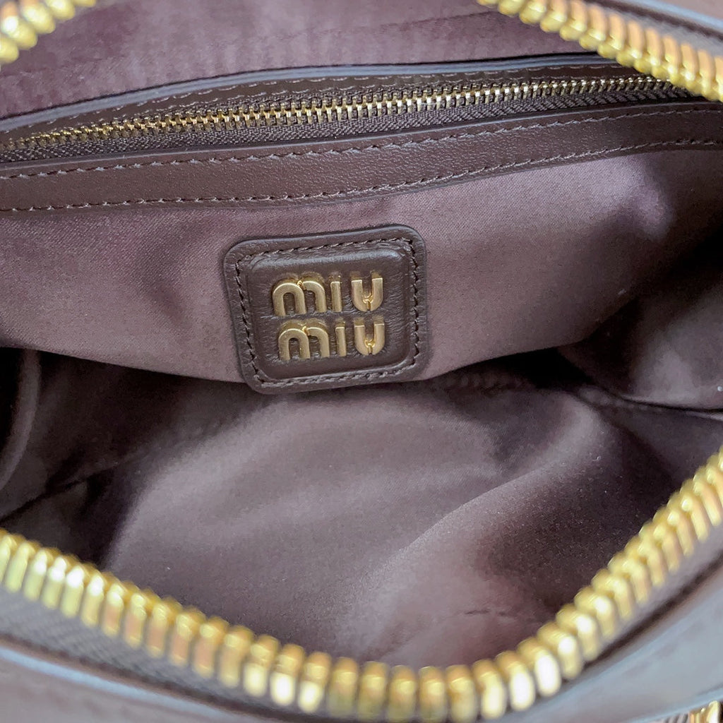 Arcadie Matelassé Nappa Bag 22 in Chestnut Brown Calfskin Gold Hardware