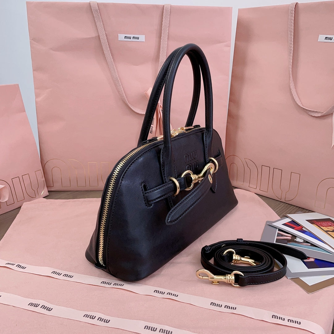 Aventure Nappa Bag 33 in Black Lambskin Gold Hardware