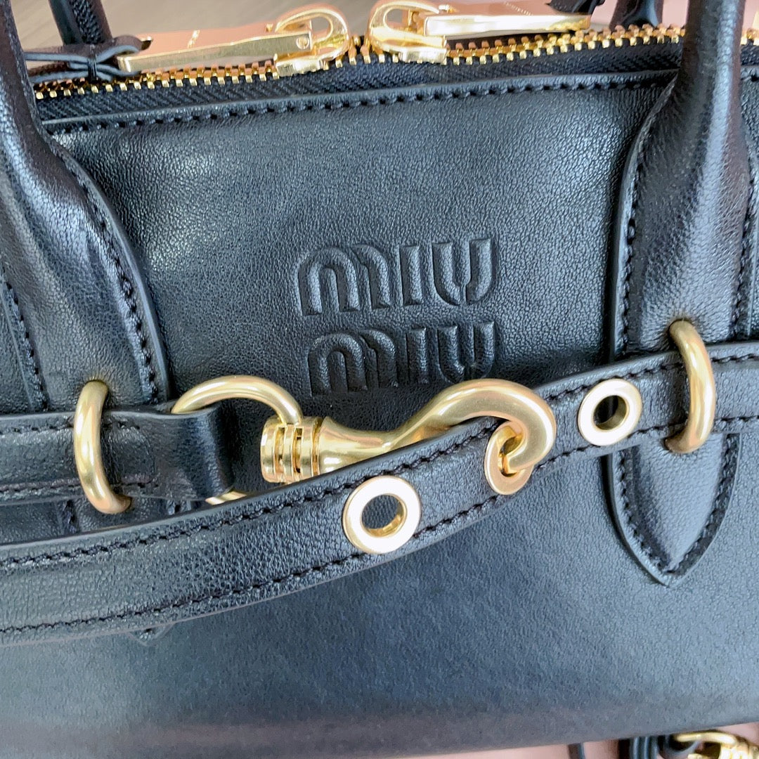 Aventure Nappa Bag 33 in Black Lambskin Gold Hardware