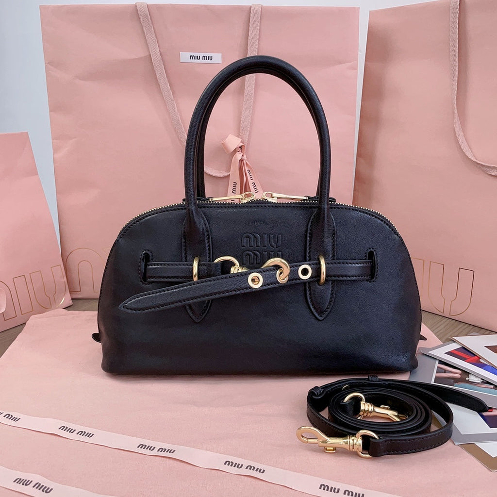 Aventure Nappa Bag 33 in Black Lambskin Gold Hardware