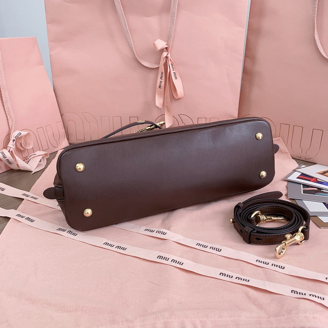 Aventure Nappa Bag 28 in Chestnut Lambskin Gold Hardware