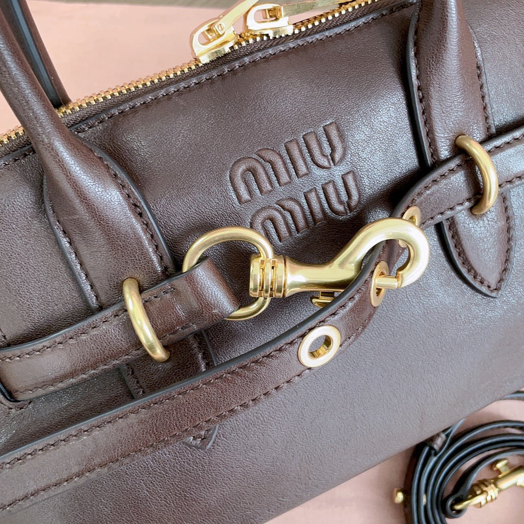 Aventure Nappa Bag 28 in Chestnut Lambskin Gold Hardware