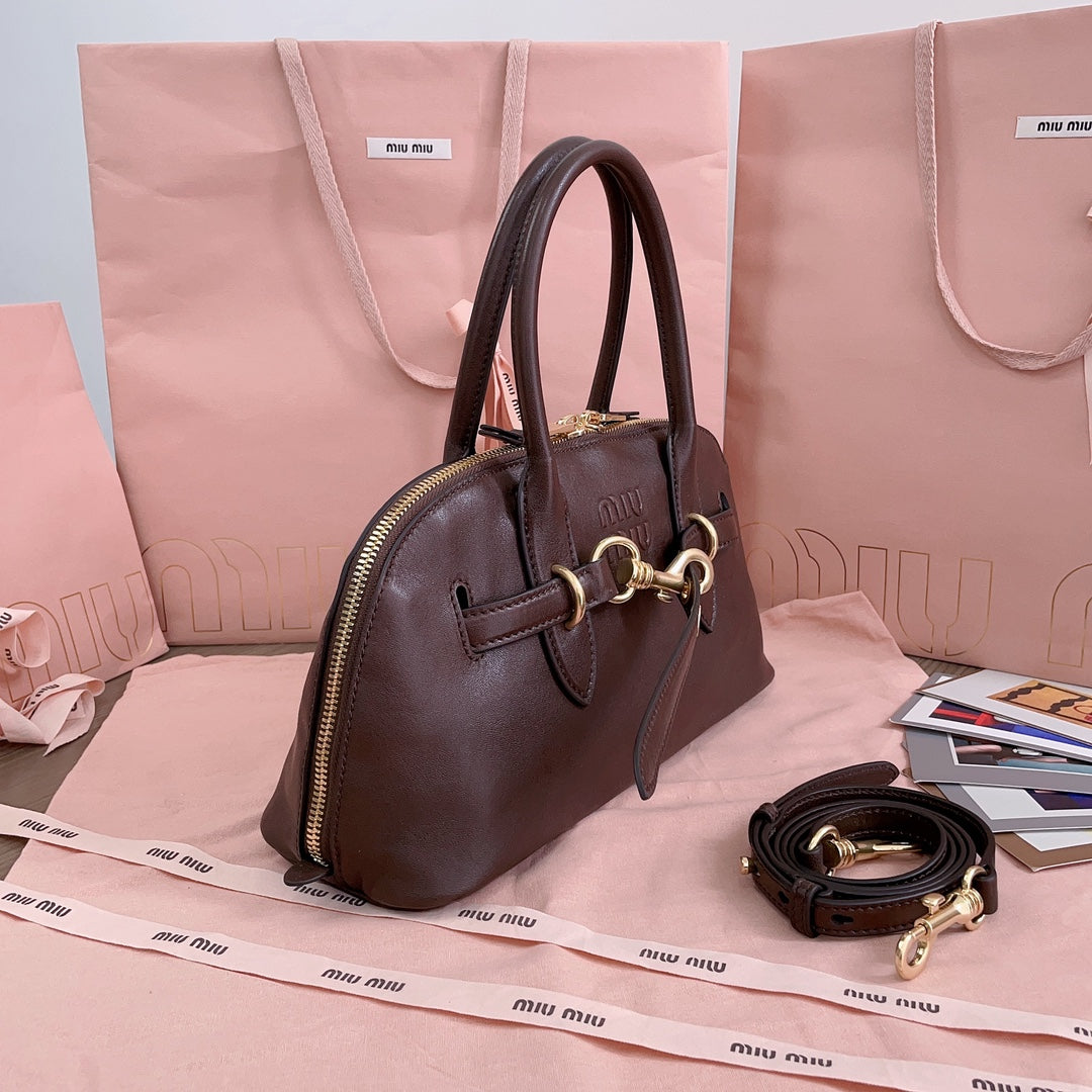 Aventure Nappa Bag 28 in Chestnut Lambskin Gold Hardware