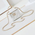 Chanel 25S Mini Vanity Bag 11 cm in White Lambskin with Crystal-Embellished Logo