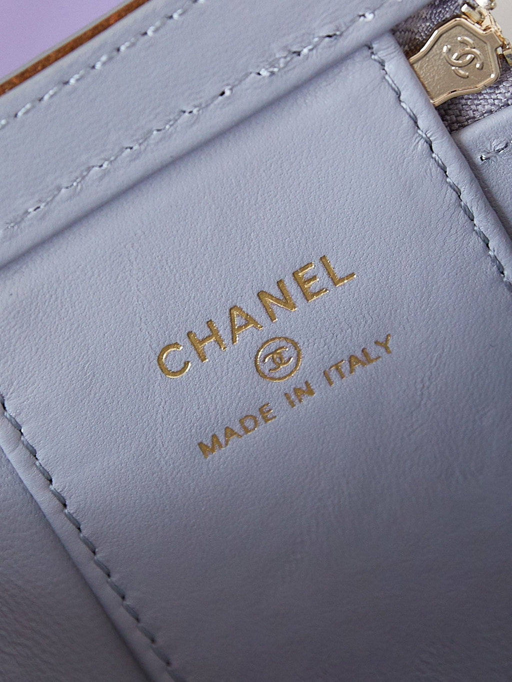 Chanel 25S Mini Vanity Bag 11 cm in Grey Lambskin with Crystal-Embellished Logo