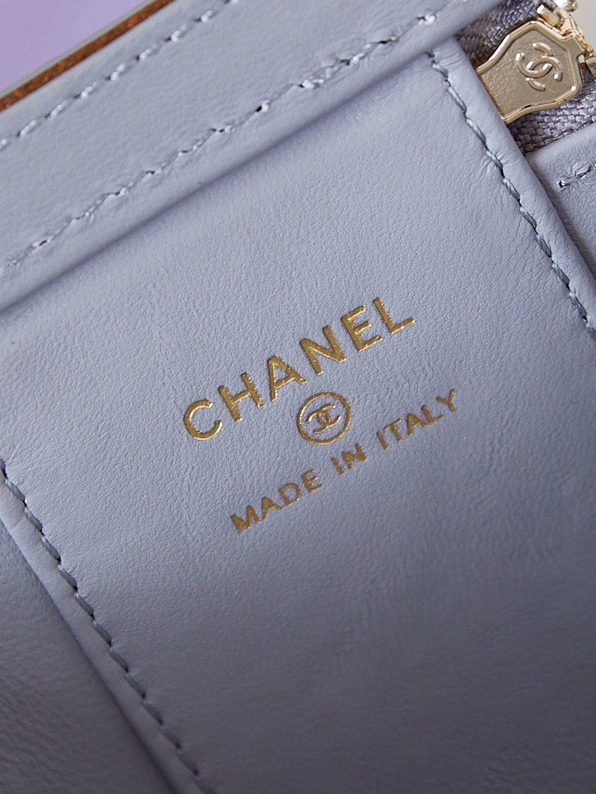 Chanel 25S Mini Vanity Bag 11 cm in Grey Lambskin with Crystal-Embellished Logo