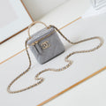 Chanel 25S Mini Vanity Bag 11 cm in Grey Lambskin with Crystal-Embellished Logo