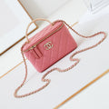 Chanel 25S Mini Vanity Bag 16 cm in Peachy Pink Lambskin with Crystal-Embellished Logo