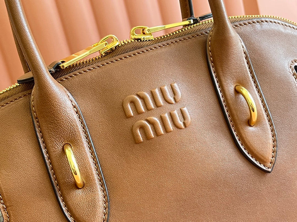 Aventure Nappa Bag 33 in Caramel Brown Lambskin Gold Hardware