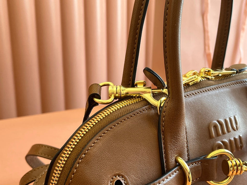 Aventure Nappa Bag 33 in Caramel Brown Lambskin Gold Hardware