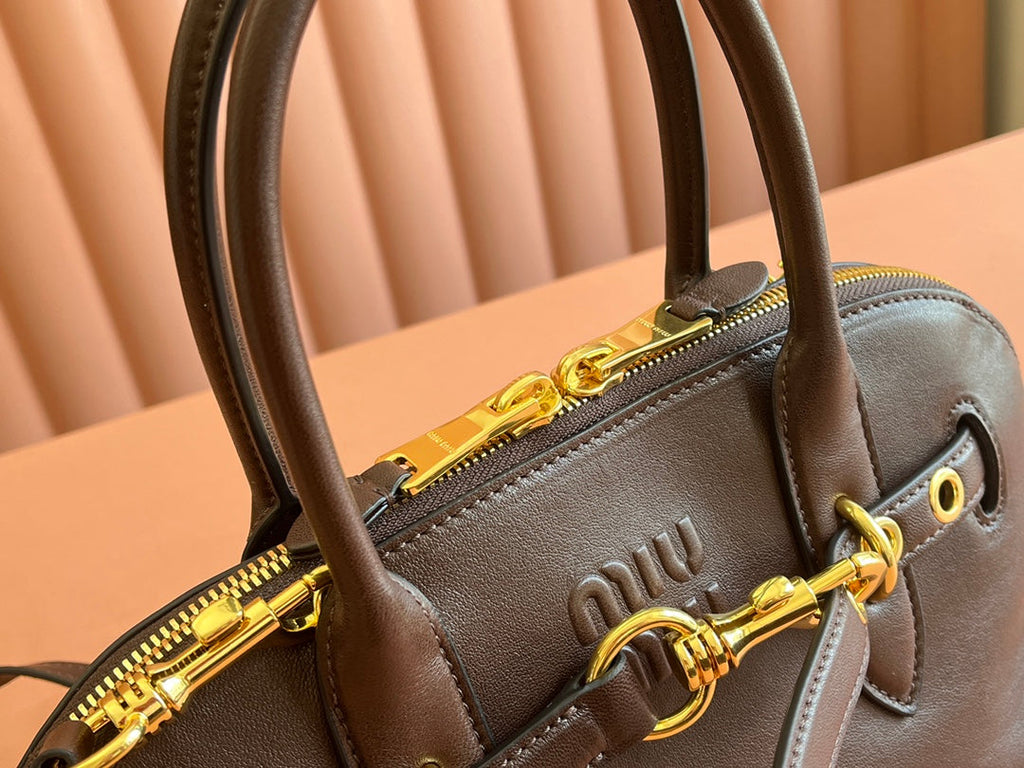 Aventure Nappa Bag 33 in Cedar Brown Lambskin Gold Hardware