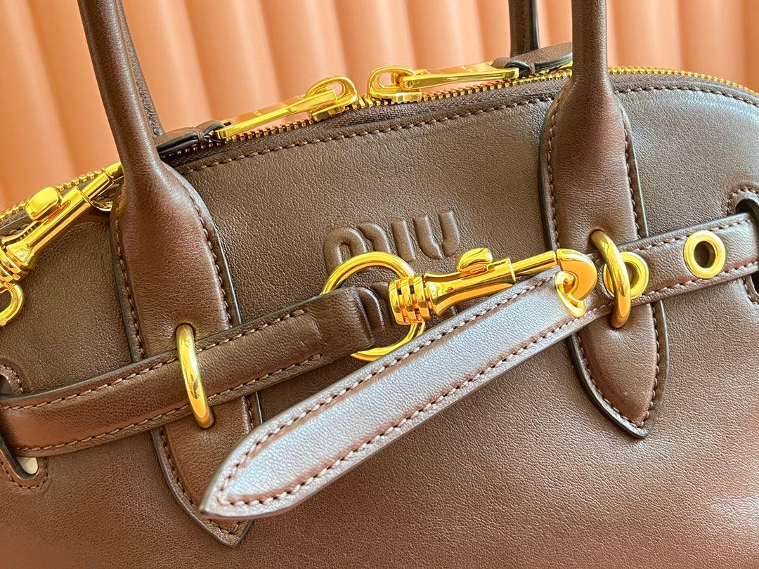 Aventure Nappa Bag 33 in Cedar Brown Lambskin Gold Hardware