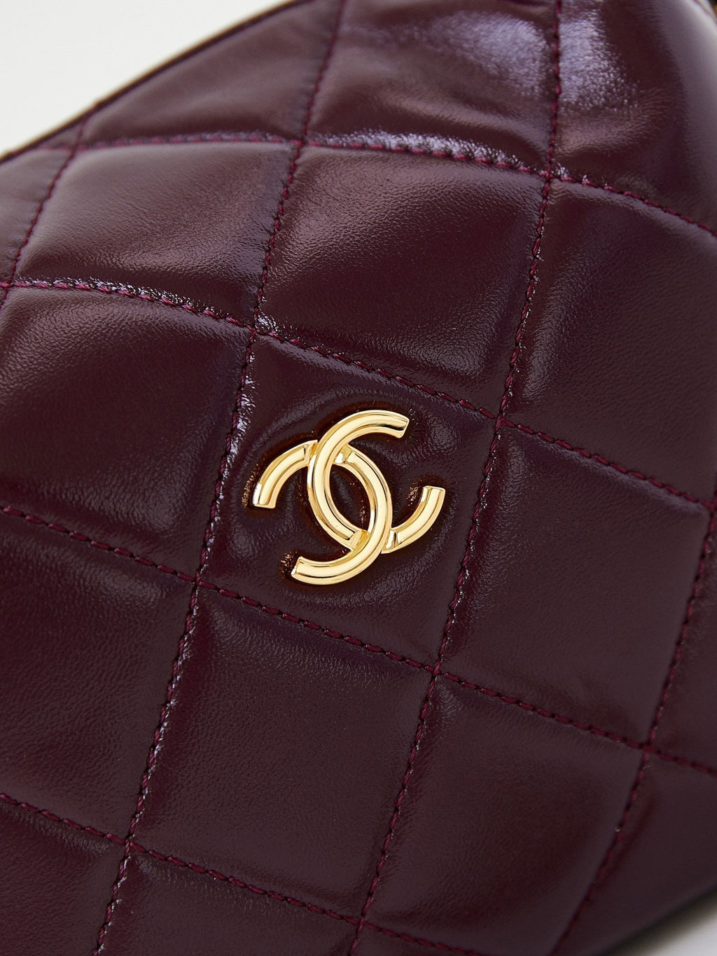 Chanel Hobo Bag 18 in Wine Red Soft Lambskin Gold Chain