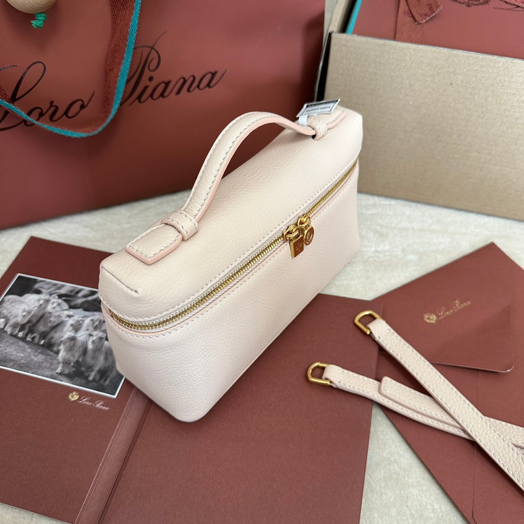 Loro Piana Extra Pocket L19 in White Cream Calfskin with Gold Hardware Bag
