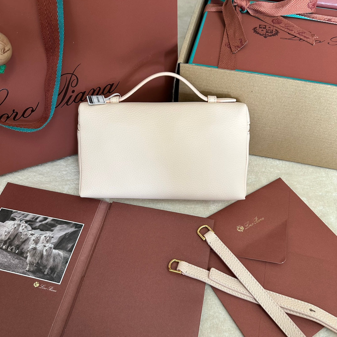 Loro Piana Extra Pocket L19 in White Cream Calfskin with Gold Hardware Bag