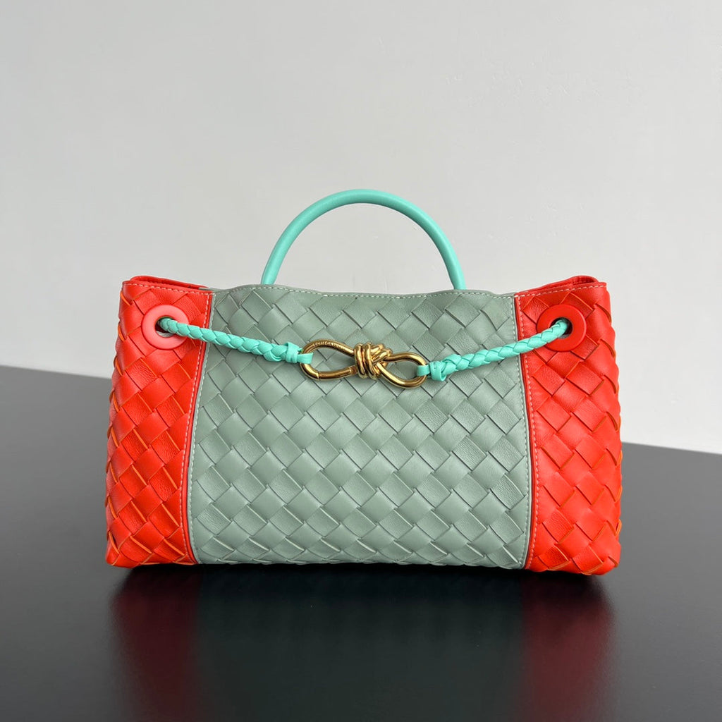 Bottega Veneta East West Andiamo Bag 29 in Orange and Light Green Calfskin