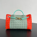 Bottega Veneta East West Andiamo Bag 29 in Orange and Light Green Calfskin