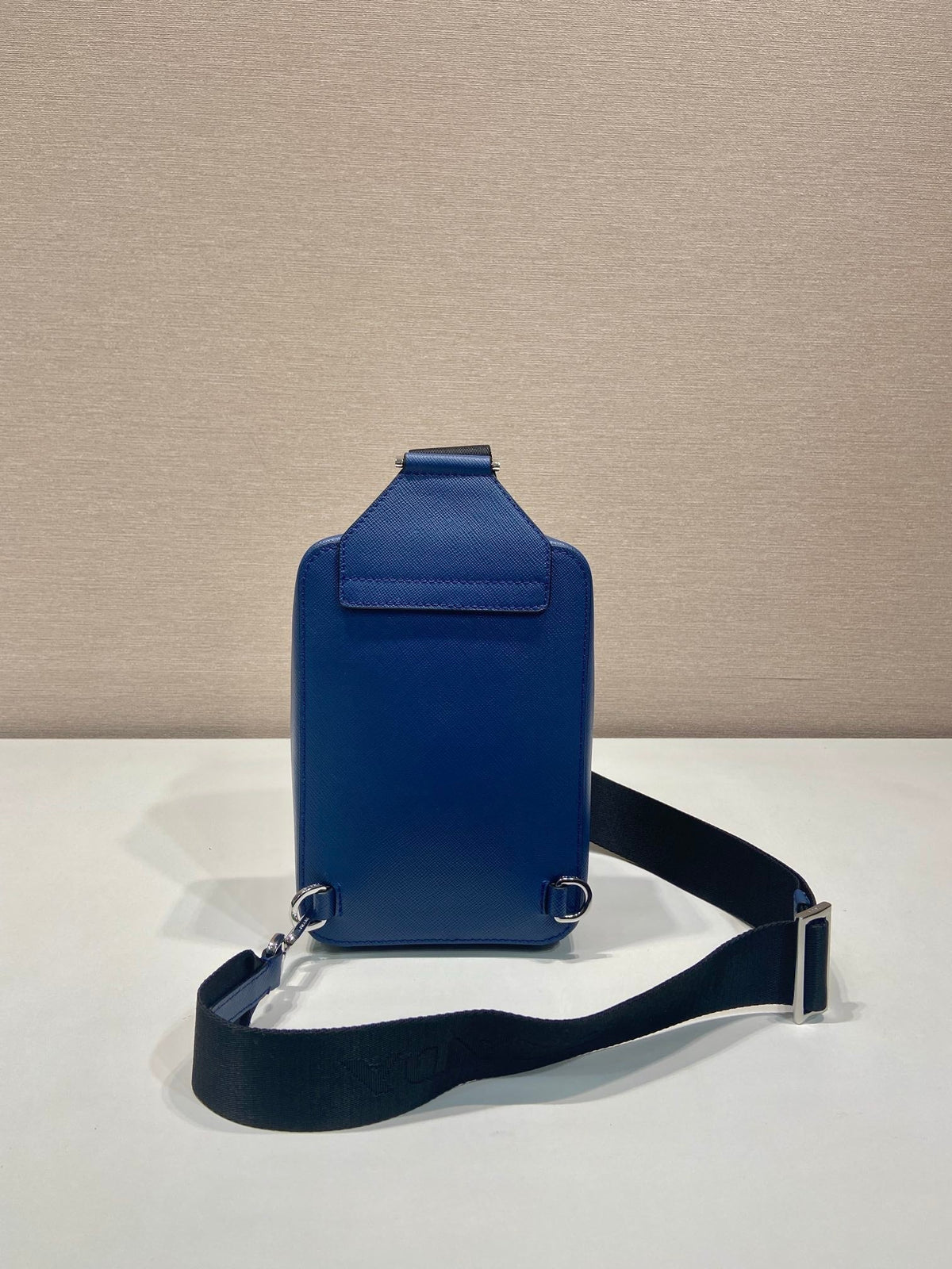 Prada Chest Bag 20 in Classic Blue Saffiano Leather