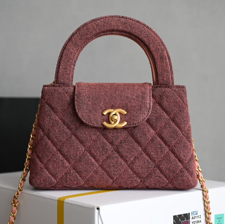 Chanel 25S Kelly 19 cm in Wine Red Tweed with Gold Hardware Bag