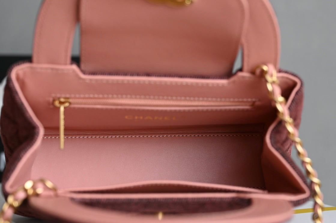 Chanel 25S Kelly 19 cm in Wine Red Tweed with Gold Hardware Bag