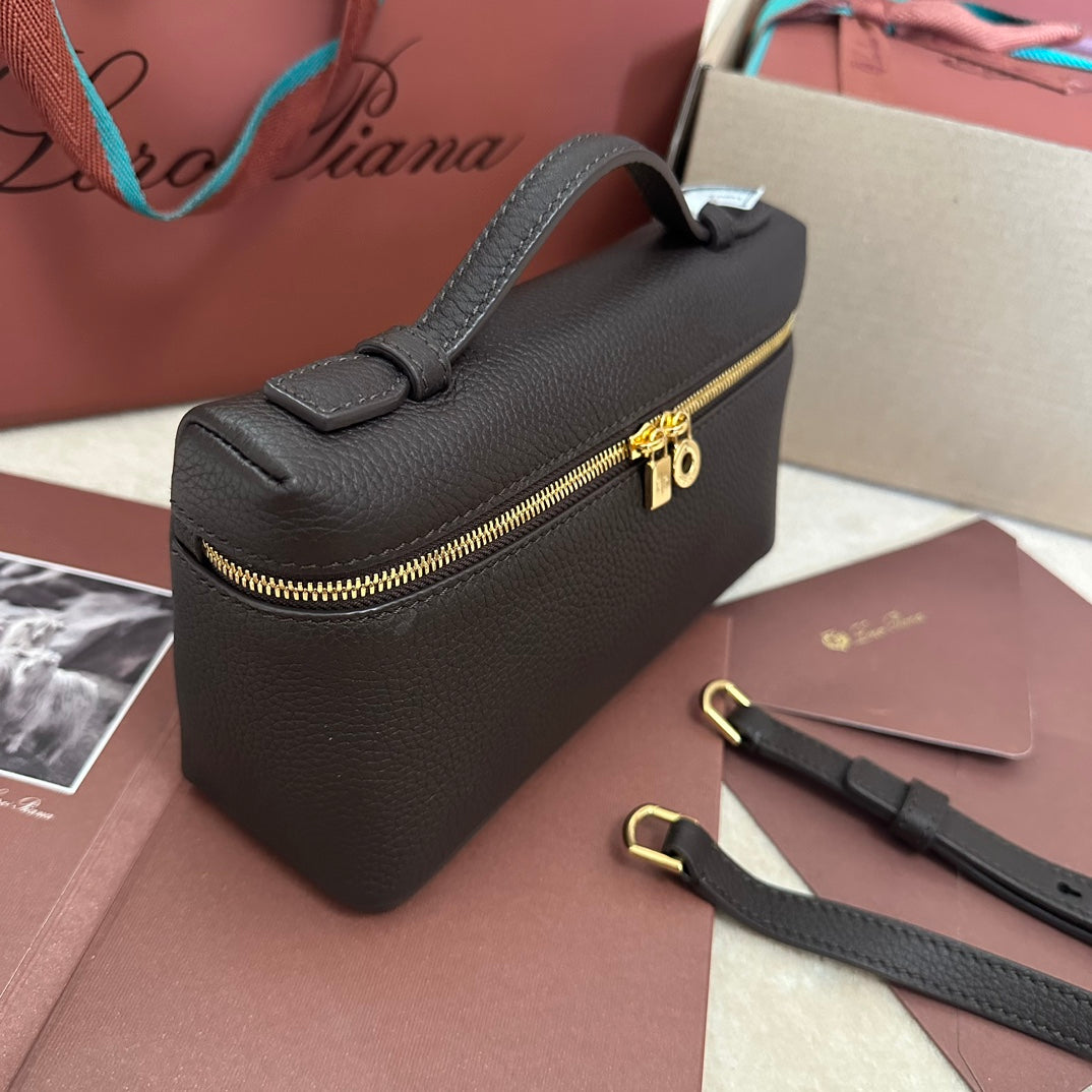 Loro Piana Extra Pocket L19 in Dark Brown Calfskin with Gold Hardware Bag