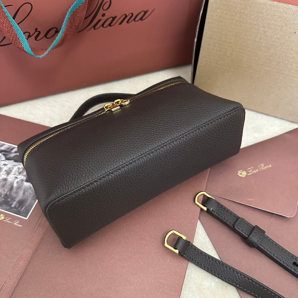 Loro Piana Extra Pocket L19 in Dark Brown Calfskin with Gold Hardware Bag