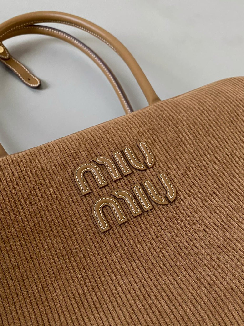 Beau Top Handle Bag 34 in Medium Brown Corduroy