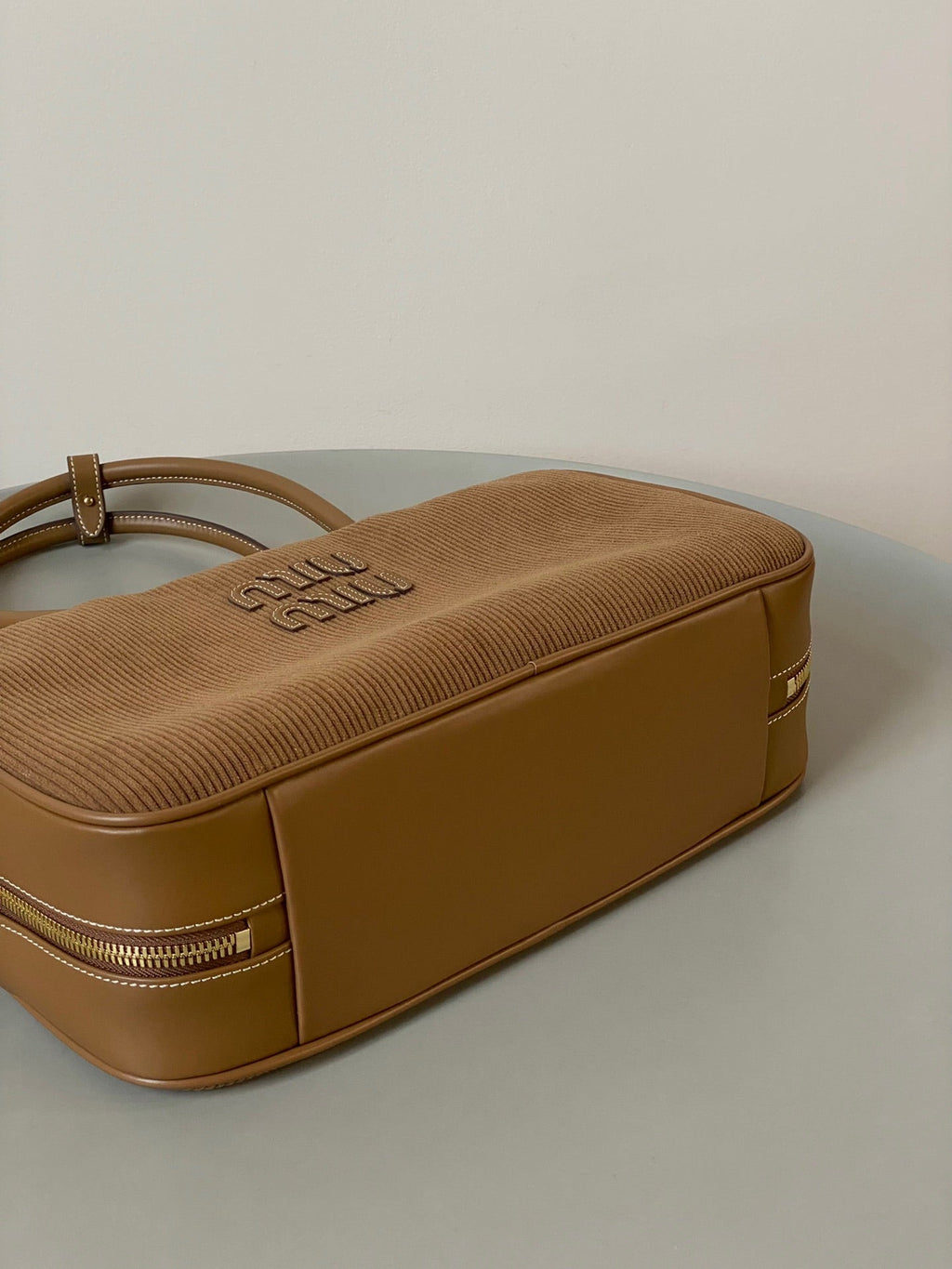 Beau Top Handle Bag 34 in Medium Brown Corduroy