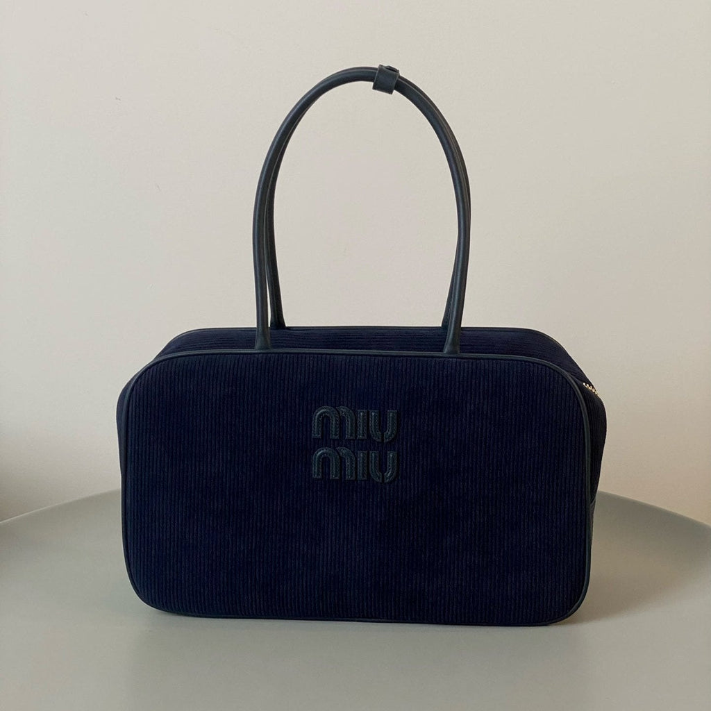 Beau Top Handle Bag 34 in Navy Blue Corduroy