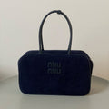 Beau Top Handle Bag 34 in Navy Blue Corduroy