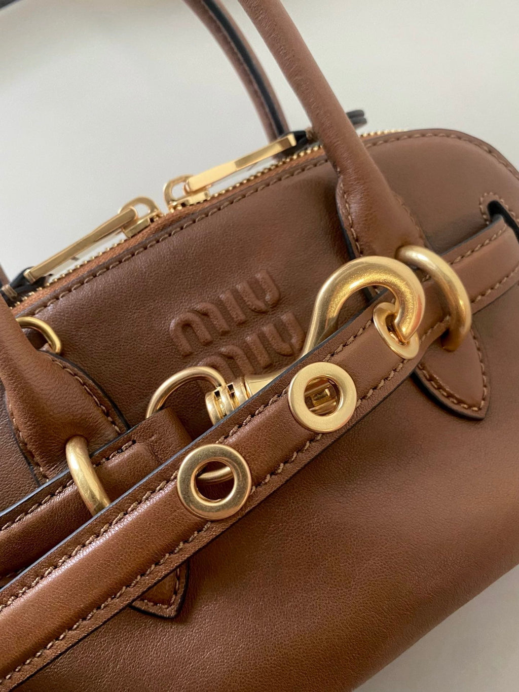 Aventure Nappa Mini Bag 21 in Russet Brown Calfskin Gold Hardware