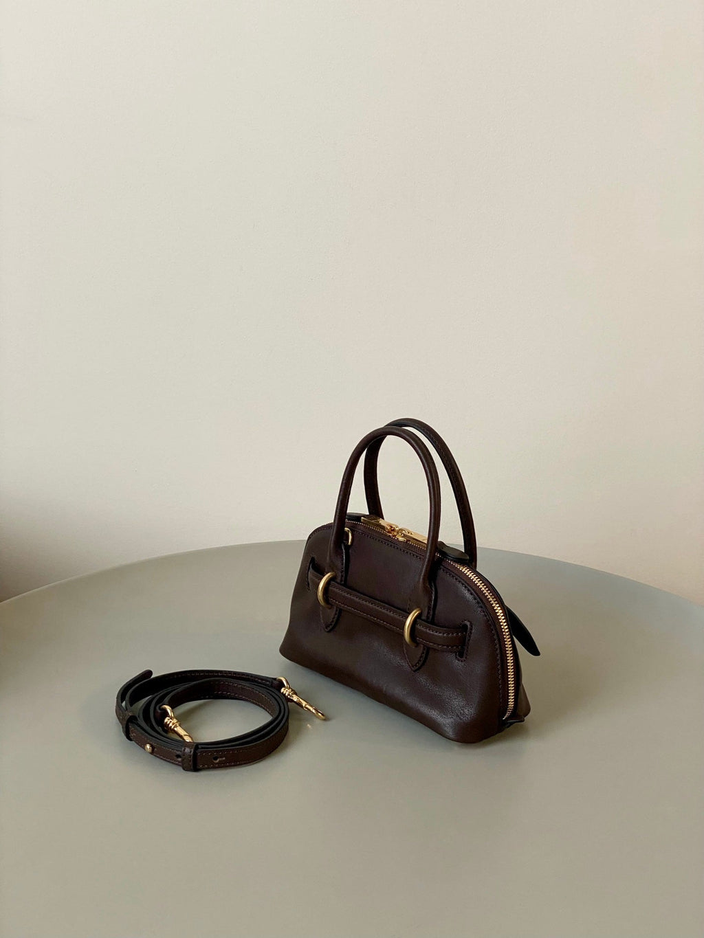 Aventure Nappa Mini Bag 21 in Brunette Brown Calfskin Gold Hardware