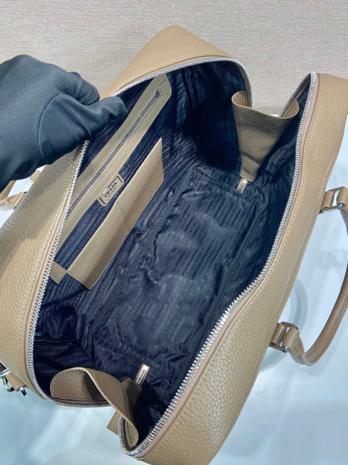 Prada Briefcase 40 in Dried Moss Grained Calfskin Bag