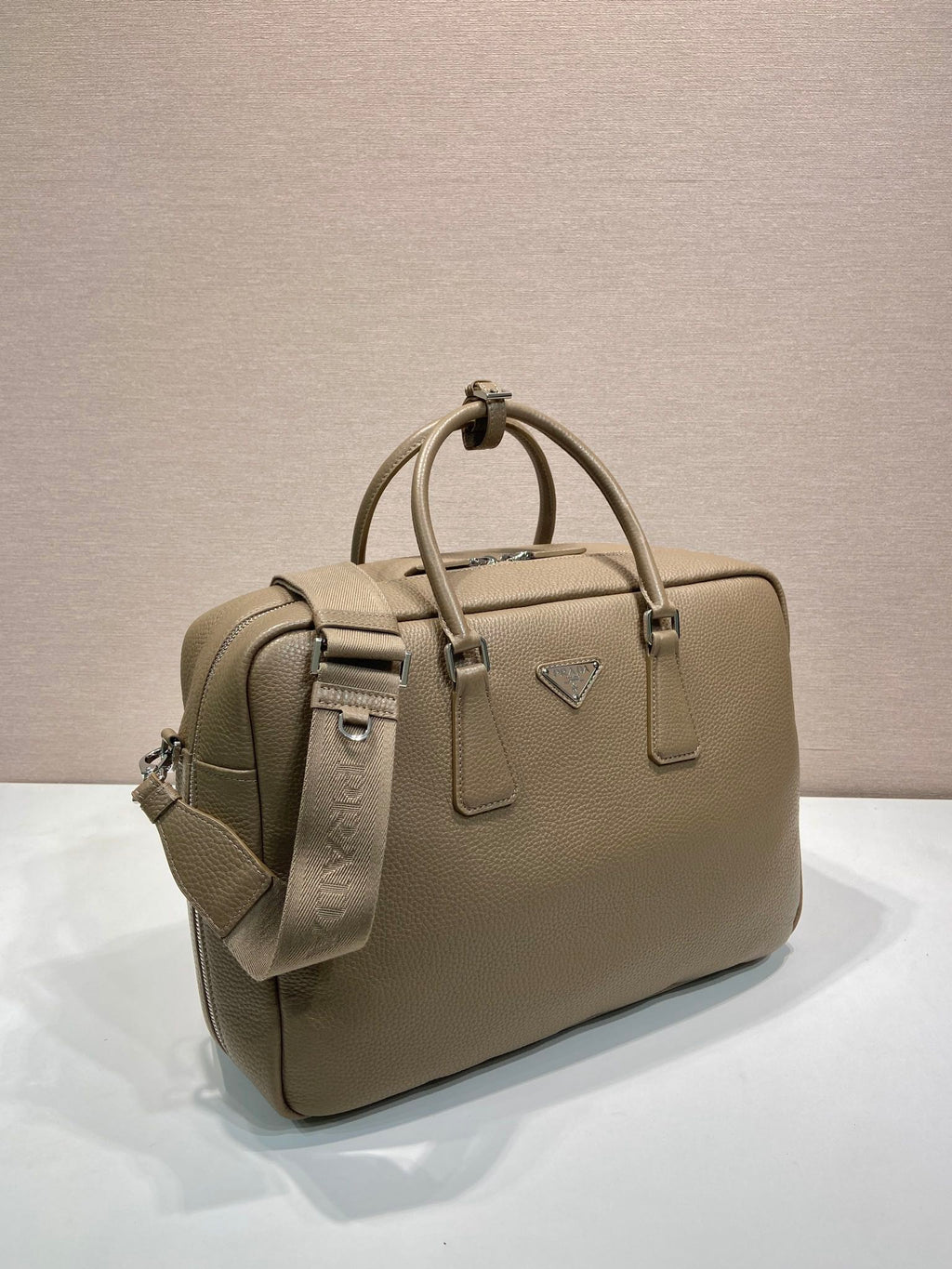 Prada Briefcase 40 in Dried Moss Grained Calfskin Bag