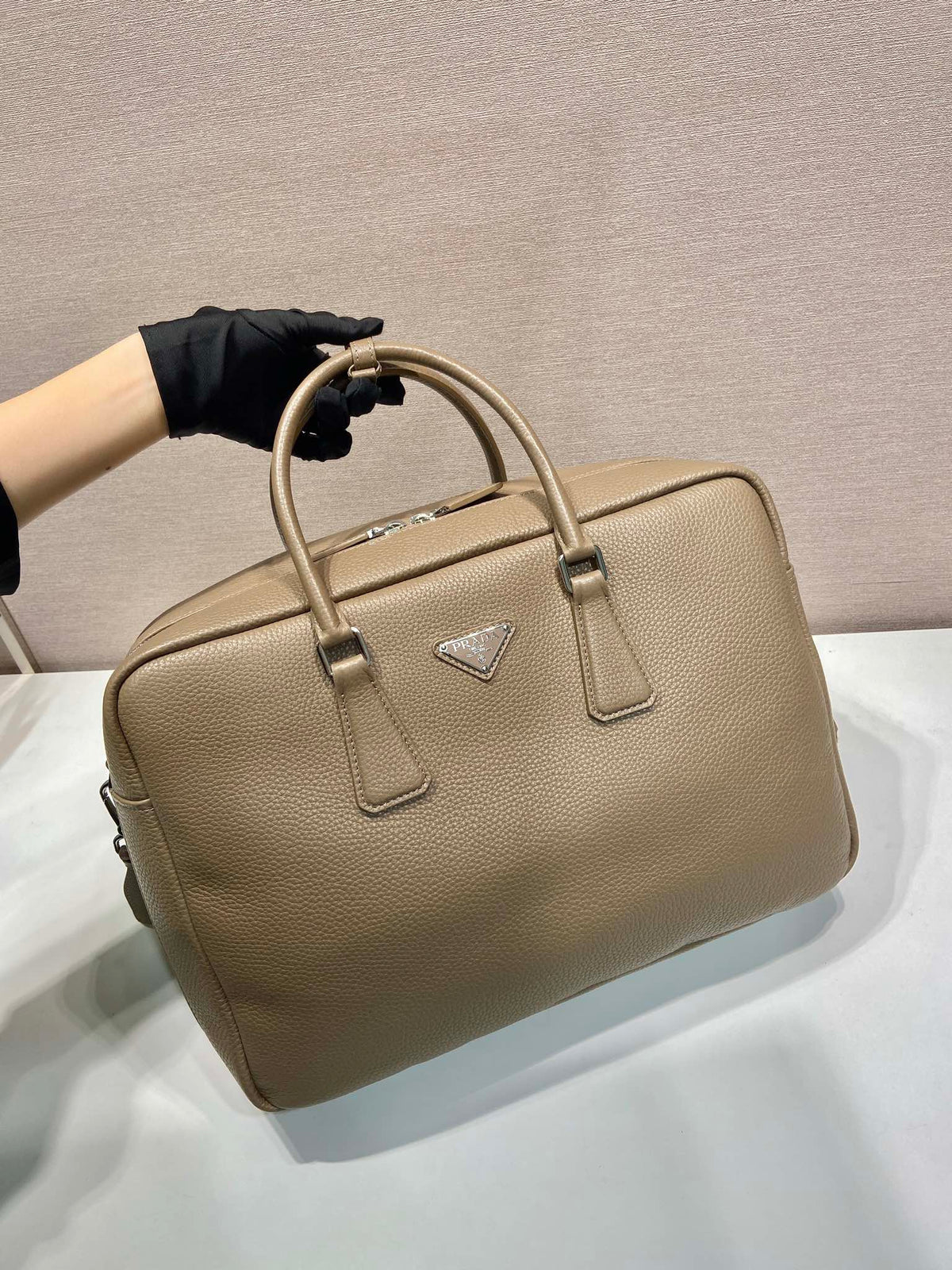 Prada Briefcase 40 in Dried Moss Grained Calfskin Bag