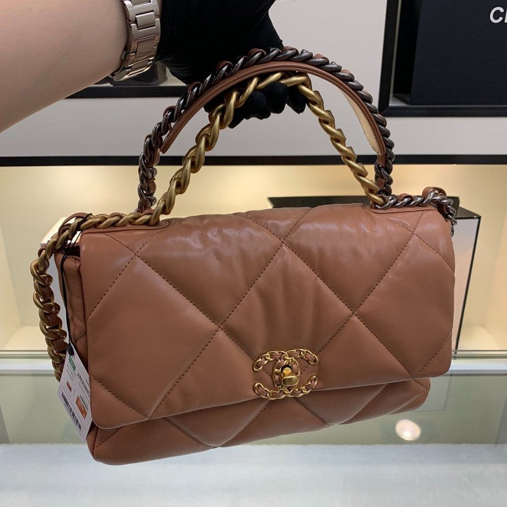 Chanel 19 Flap Bag 26 Brown Goatskin