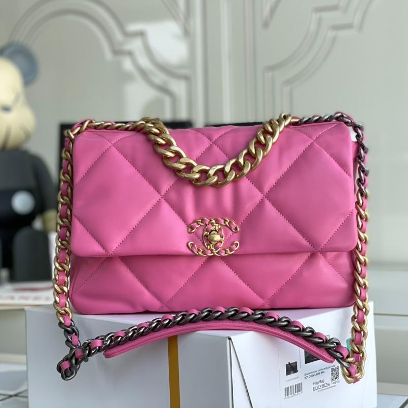 Chanel 19 Flap Bag 26 Pink Lambskin