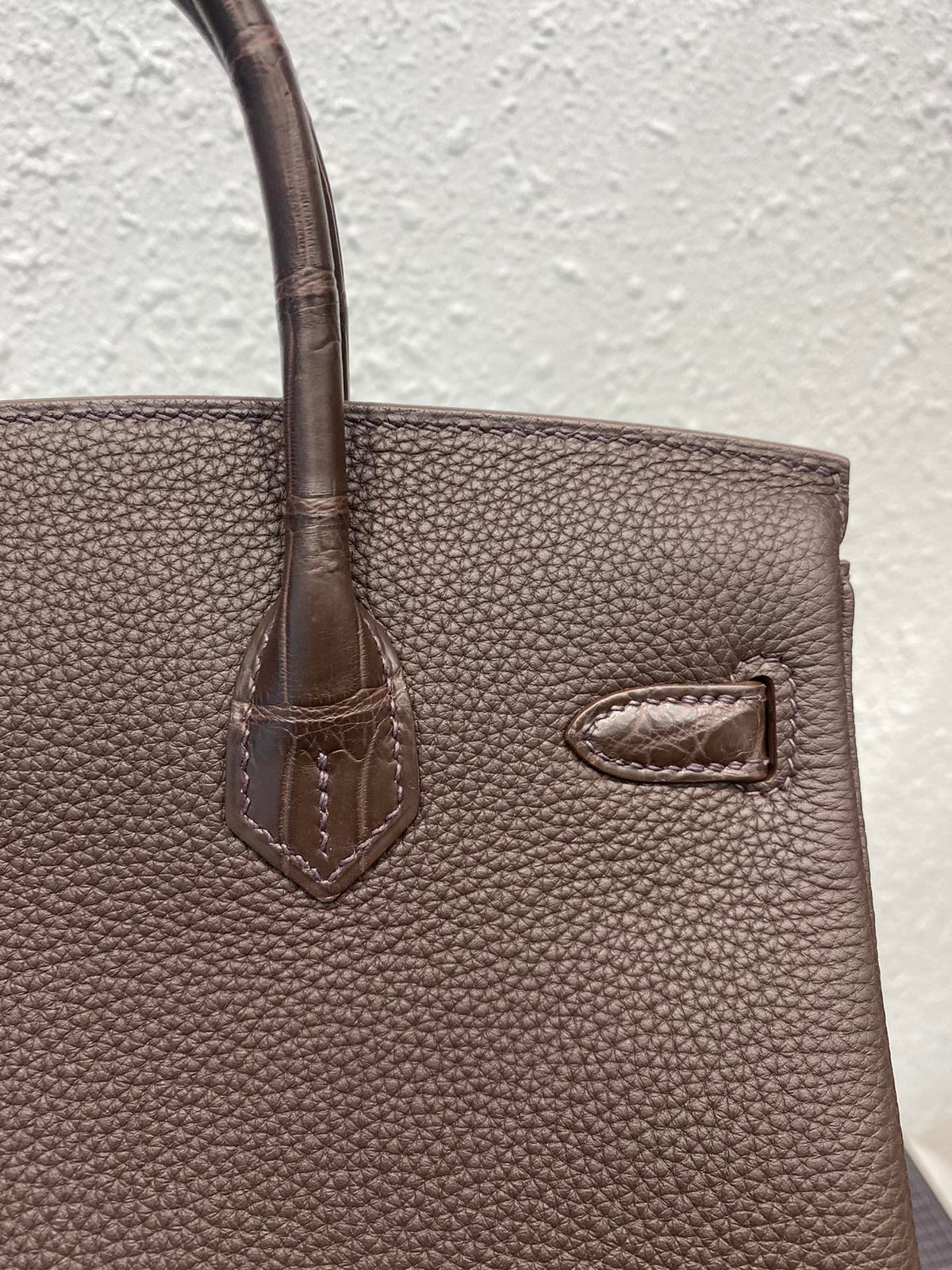 Hermes Birkin 25cm Cafe Crocodile and Togo Leather Silver Hardware Bag
