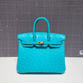 Hermes Birkin 30cm Cloud Blue Ostrich Leather Gold Hardware Bag