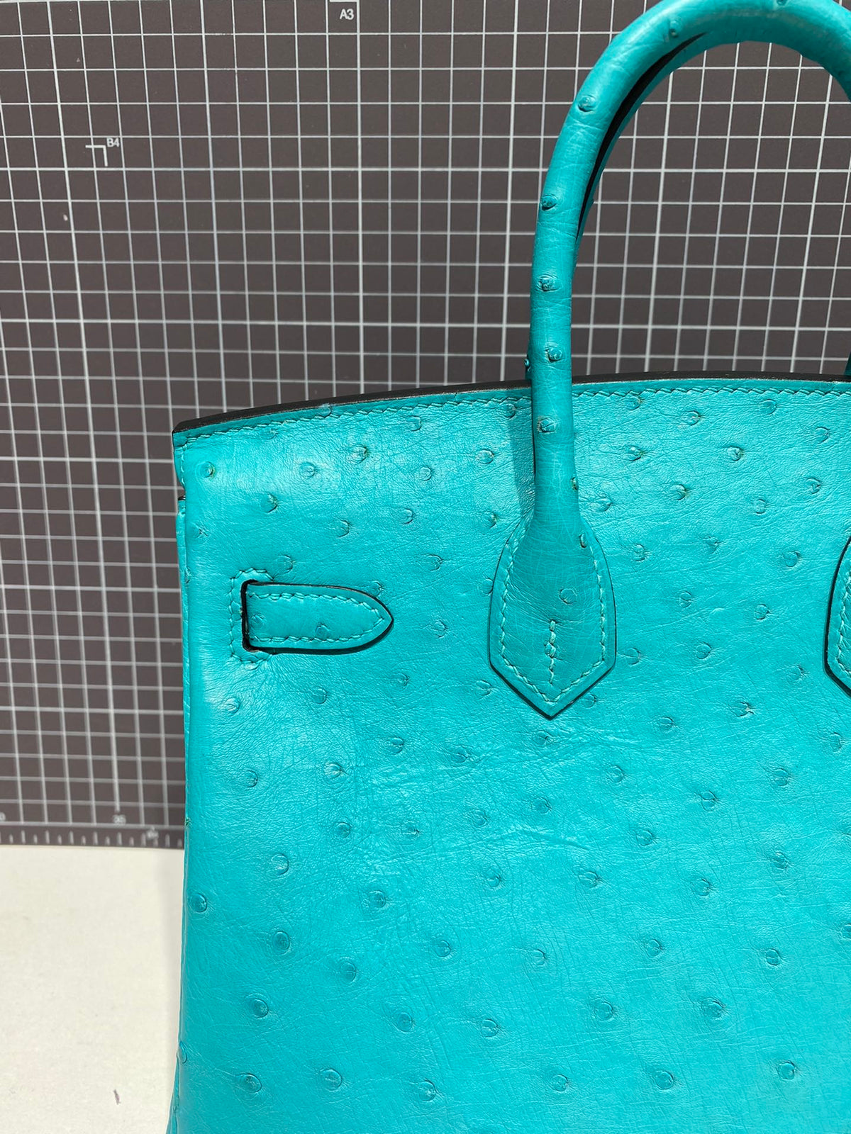 Hermes Birkin 30cm Cloud Blue Ostrich Leather Gold Hardware Bag