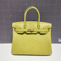 Hermes Birkin 30cm Lime Ostrich Leather Gold Hardware Bag